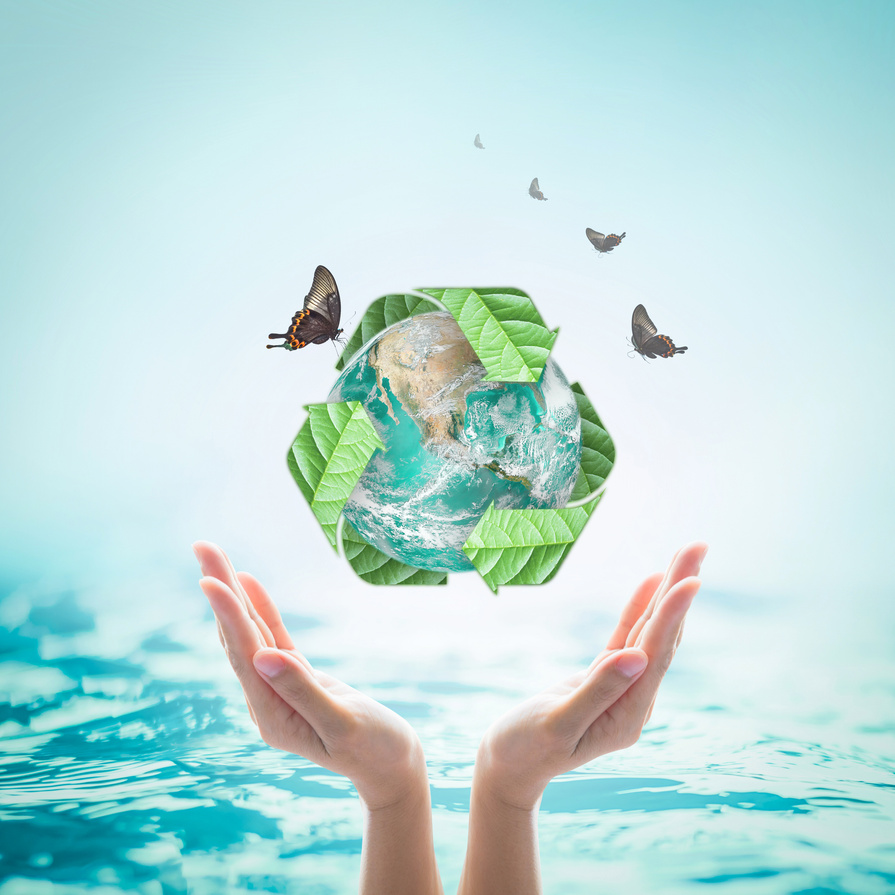 Waste water recycle, eco friendly and saving biological sustainability concept: Elements of this image furnished by NASA