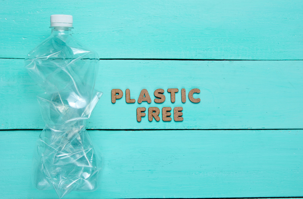Plastic Free Text and Plastic Bottle Junk