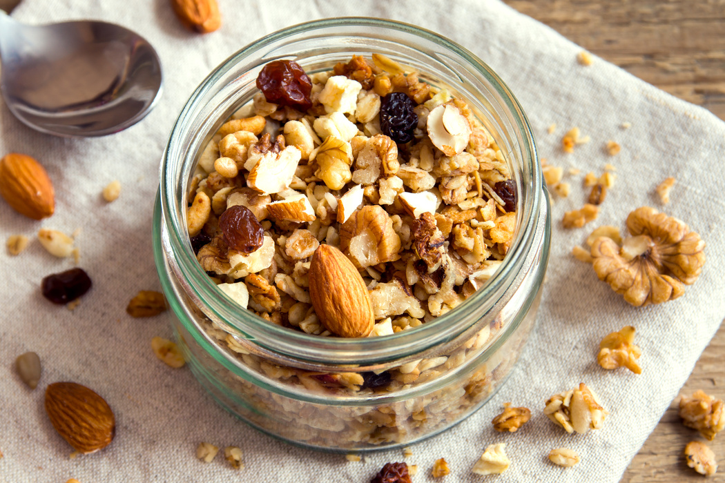 Homemade granola with nuts